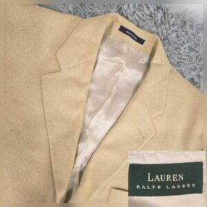 Lauren Ralph Lauren LRL‎ 44R Beige Silk/Wool/Linen Blend 3 Button Blazer Jacket